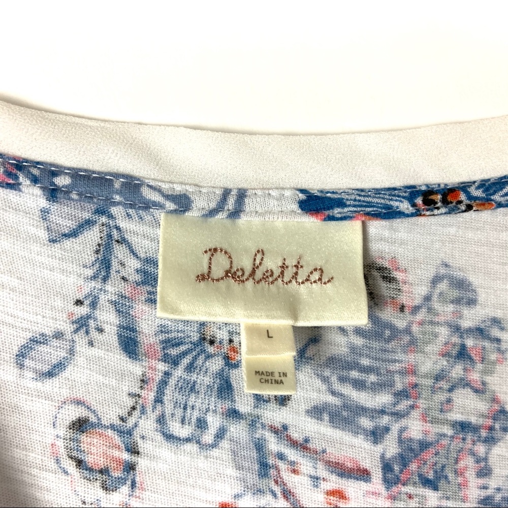 Anthropologie Deletta Amalia Floral Tank V Neck Lg - Picture 6 of 6